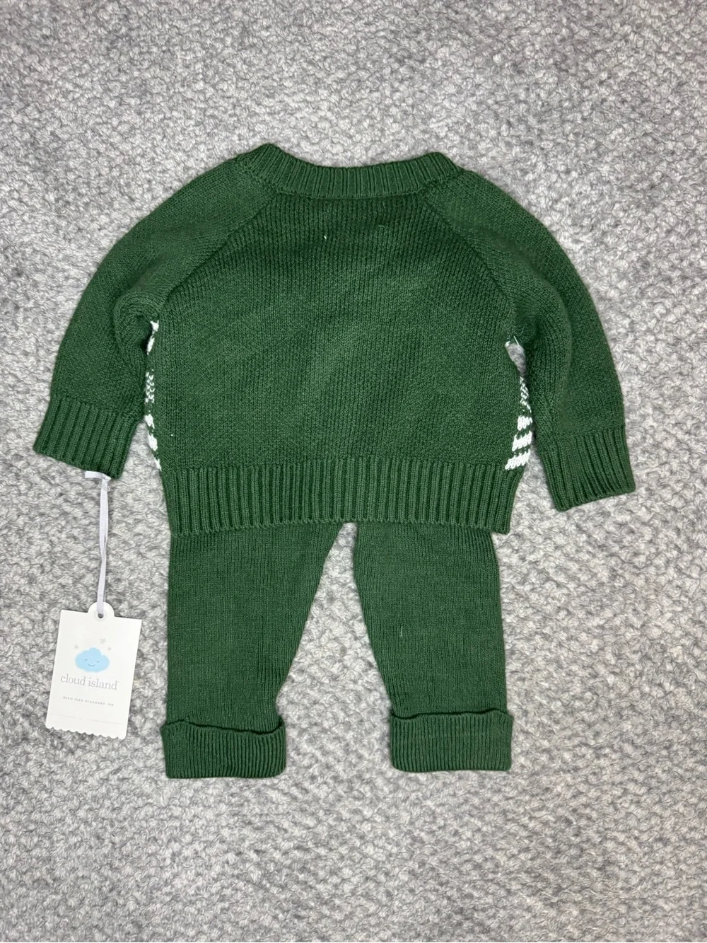 Cloud Island Unisex Baby’s 2pc Holiday Knit Sweater & Pants Set - Green 0-3M NWT